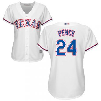 Texas Rangers #24 Hunter Pence White Home Women's Stitched Baseball Jersey