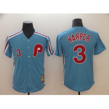 Women Philadelphia Phillies #3 Bryce Harper Light Blue Cool Base Cooperstown Jersey