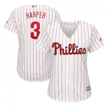 Women's Philadelphia Phillies #3 Bryce Harper White Home Stitched MLB Majestic Cool Base Jersey