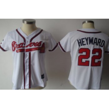Atlanta Braves #22 Heyward White With Red Womens Jersey
