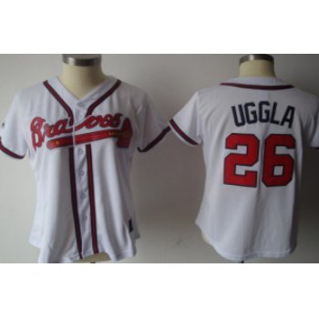 Atlanta Braves #26 Uggla White With Red Womens Jersey