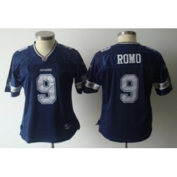 Dallas Cowboys #9 Tony Romo Blue Womens Jersey