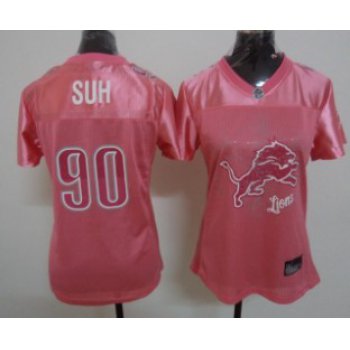 Detroit Lions #90 Ndamukong Suh Pink Fem Fan Womens Jersey