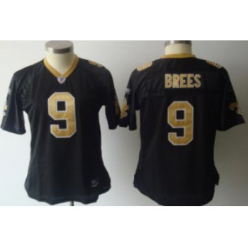 New Orleans Saints #9 Drew Brees Black Womens Jersey