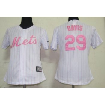 New York Mets #29 Davis White With Pink Pinstripe Womens Jersey