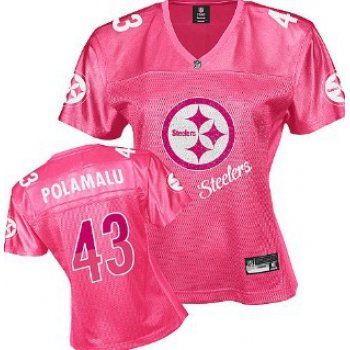 Pittsburgh Steelers #43 Troy Polamalu Pink Fem Fan Womens Jersey