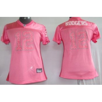 Green Bay Packers #12 Rodgers Pink Womens Sweetheart Jersey