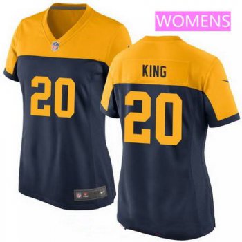 Women's 2017 NFL Draft Green Bay Packers #20 Kevin King Navy Blue Gold Alternate Stitched NFL Nike Game Jersey