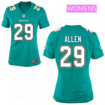 Women's Miami Dolphins #29 Nate Allen Green Team Color Stitched NFL Nike Game Jersey