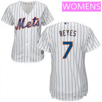 Women's New York Mets #7 Jose Reyes White Home Stitched MLB Majestic Cool Base Jersey