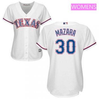 Women's Texas Rangers #30 Nomar Mazara White Home Stitched MLB Majestic Cool Base Jersey