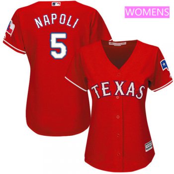Women's Texas Rangers #5 Mike Napoli Red Alternate Stitched MLB Majestic Cool Base Jersey