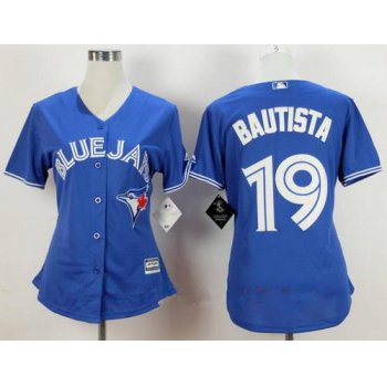 Women's Toronto Blue Jays #19 Jose Bautista Royal Blue Stitched MLB Majestic Cool Base Jersey