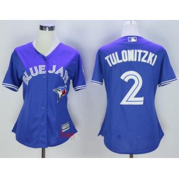 Women's Toronto Blue Jays #2 Troy Tulowitzki Royal Blue Stitched MLB Majestic Cool Base Jersey
