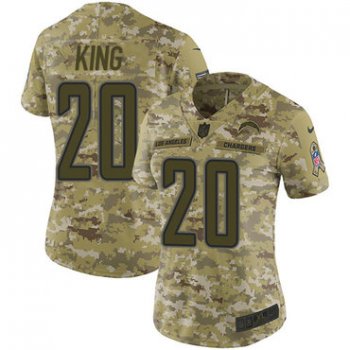 Nike Chargers #20 Desmond King Camo Women's Stitched NFL Limited 2018 Salute to Service Jersey