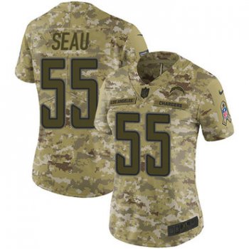 Nike Chargers #55 Junior Seau Camo Women's Stitched NFL Limited 2018 Salute to Service Jersey