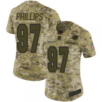 Nike Dolphins #97 Jordan Phillips Camo Women's Stitched NFL Limited 2018 Salute to Service Jersey