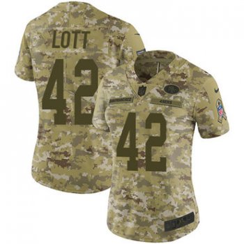 Nike 49ers #42 Ronnie Lott Camo Women's Stitched NFL Limited 2018 Salute to Service Jersey
