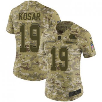 Nike Browns #19 Bernie Kosar Camo Women's Stitched NFL Limited 2018 Salute to Service Jersey