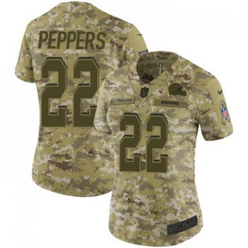 Nike Browns #22 Jabrill Peppers Camo Women's Stitched NFL Limited 2018 Salute to Service Jersey