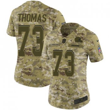 Nike Browns #73 Joe Thomas Camo Women's Stitched NFL Limited 2018 Salute to Service Jersey