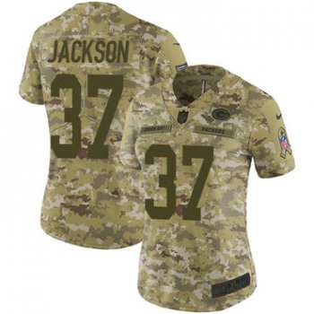 Nike Packers #37 Josh Jackson Camo Women's Stitched NFL Limited 2018 Salute to Service Jersey