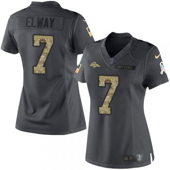 Women's Denver Broncos #7 John Elway Black Anthracite 2016 Salute To Service Stitched NFL Nike Limited Jersey