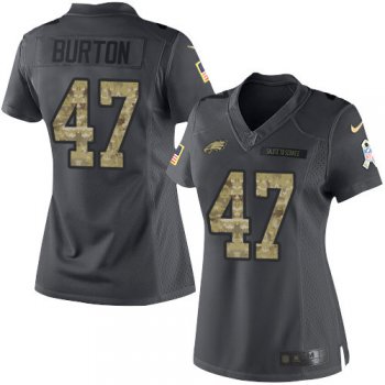 Women's Philadelphia Eagles #47 Trey Burton Black Anthracite 2016 Salute To Service Stitched NFL Nike Limited Jersey