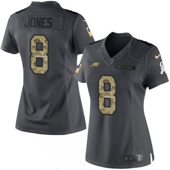 Women's Philadelphia Eagles #8 Donnie Jones Black Anthracite 2016 Salute To Service Stitched NFL Nike Limited Jersey