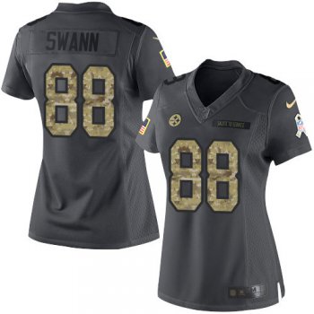 Women's Pittsburgh Steelers #88 Lynn Swann Black Anthracite 2016 Salute To Service Stitched NFL Nike Limited Jersey