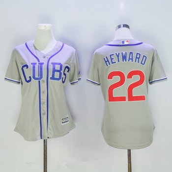 Women's Chicago Cubs #22 Jason Heyward Gray CUBS Stitched MLB Majestic Cool Base Jersey
