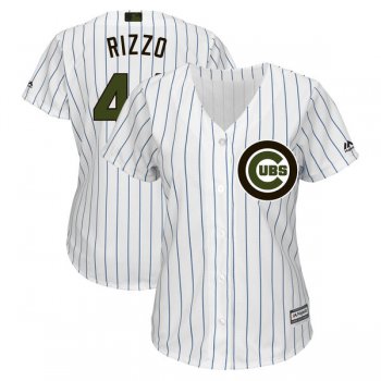 Chicago Cubs #44 Anthony Rizzo White Women 2018 Memorial Day Cool Base Jersey
