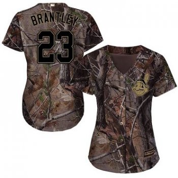 Cleveland Indians #23 Michael Brantley Camo Realtree Collection Cool Base Women's Stitched Baseball Jersey