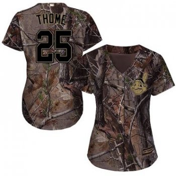 Cleveland Indians #25 Jim Thome Camo Realtree Collection Cool Base Women's Stitched Baseball Jersey