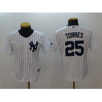 New York Yankees #25 Gleyber Torres White Women Cool Base Jersey