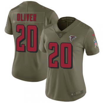 Nike Falcons #20 Isaiah Oliver Olive Women's Stitched NFL Limited 2017 Salute to Service Jersey