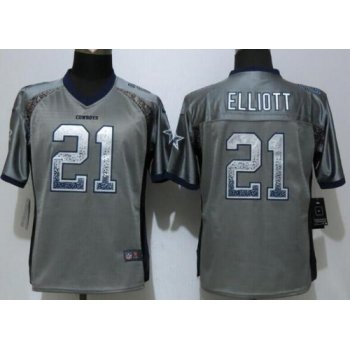 Women's Dallas Cowboys #21 Ezekiel Elliott Gray Drift Fashion NFL Nike Jersey