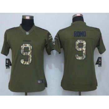 Women's Dallas Cowboys #9 Tony Romo Green Salute to Service NFL Nike Limited Jersey