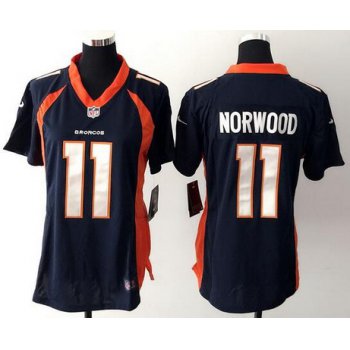 Women's Denver Broncos #11 Jordan Norwood Navy Blue Alternate NFL Nike Game Jersey