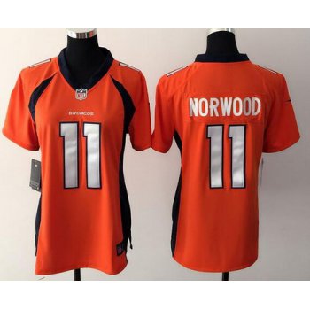 Women's Denver Broncos #11 Jordan Norwood Orange Team Color NFL Nike Game Jersey