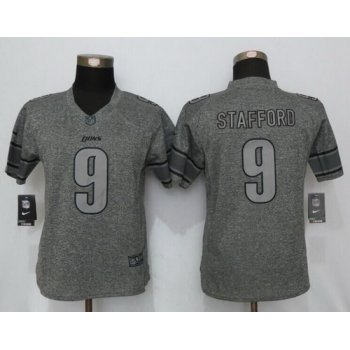 Women's Detroit Lions #9 Matthew Stafford Gray Gridiron Stitched NFL Nike Limited Jersey