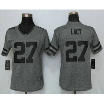 Women's Green Bay Packers #27 Eddie Lacy Nike Gray Gridiron NFL Gray Limited Jersey