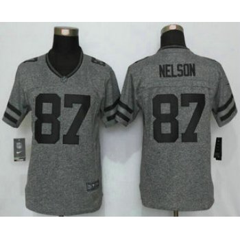 Women's Green Bay Packers #87 Jordy Nelson Nike Gray Gridiron NFL Gray Limited Jersey