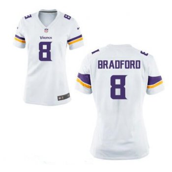 Women's Minnesota Vikings #8 Sam Bradford White Road Stitched NFL Nike Game Jersey
