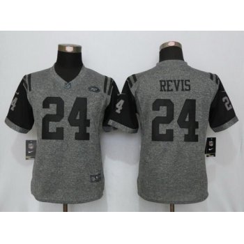 Women's New York Jets #24 Darrelle Revis Gray Gridiron Stitched NFL Nike Limited Jersey