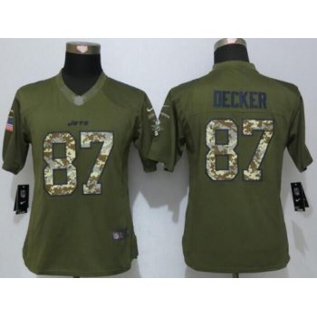 Women's New York Jets #87 Eric Decker Green Salute to Service NFL Nike Limited Jersey