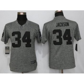 Women's Oakland Raiders #34 Bo Jackson Retired Player Gray Gridiron Nike NFL Limited Jersey