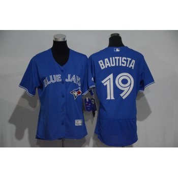 Women's Toronto Blue Jays #19 Jose Bautista Royal Blue 2016 Flexbase Stitched Baseball Jersey