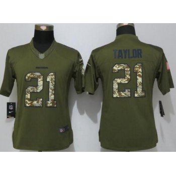 Women's Washington Redskins #21 Sean Taylor Retired Player Green Salute to Service NFL Nike Limited Jersey