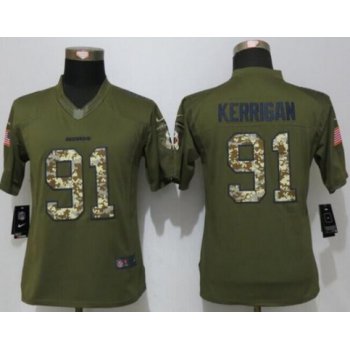 Women's Washington Redskins #91 Ryan Kerrigan Green Salute to Service NFL Nike Limited Jersey